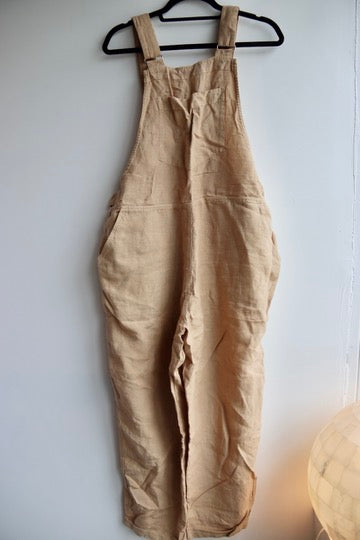 Brown Linen Overalls - as is