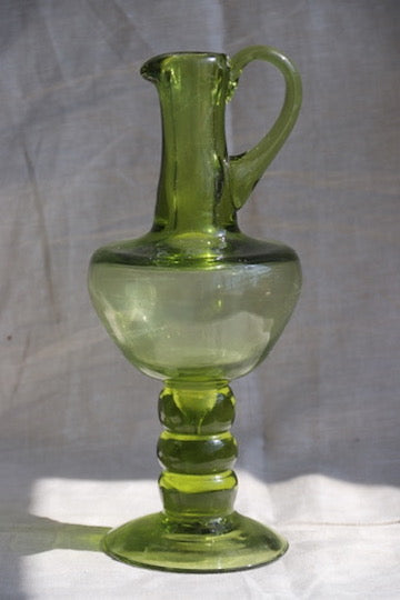 Green Glass Decanter - as is