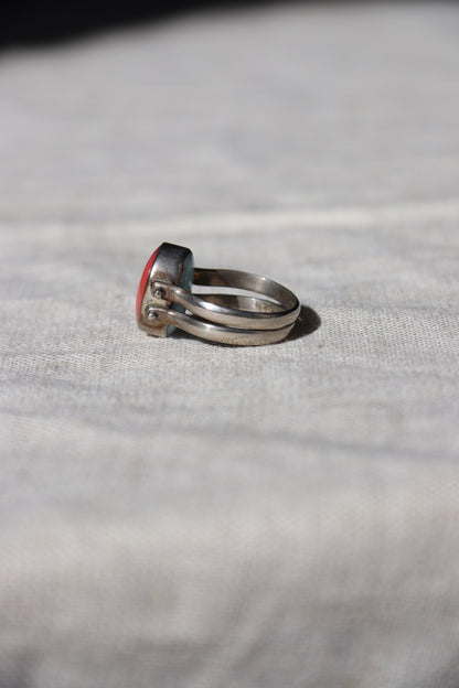 Larimar and Peach Agate Sterling Silver Flip Ring