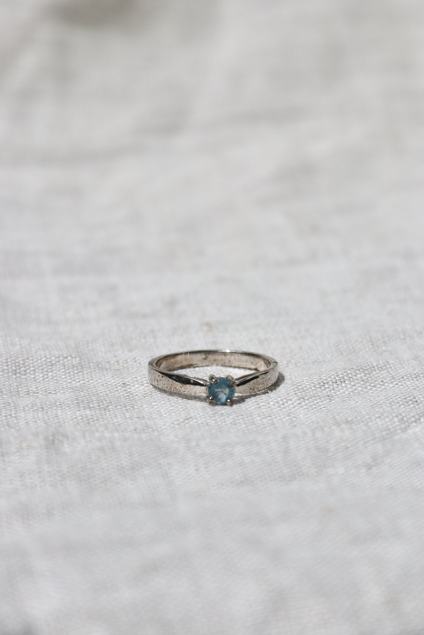 Sterling Sapphire Ring with Reverse Tapered Shoulders