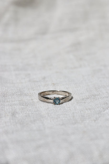 Sterling Sapphire Ring with Reverse Tapered Shoulders