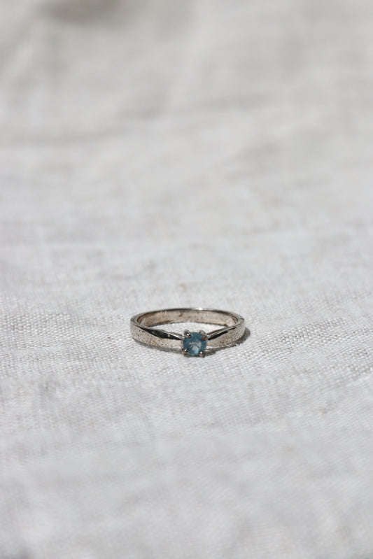 Sterling Sapphire Ring with Reverse Tapered Shoulders