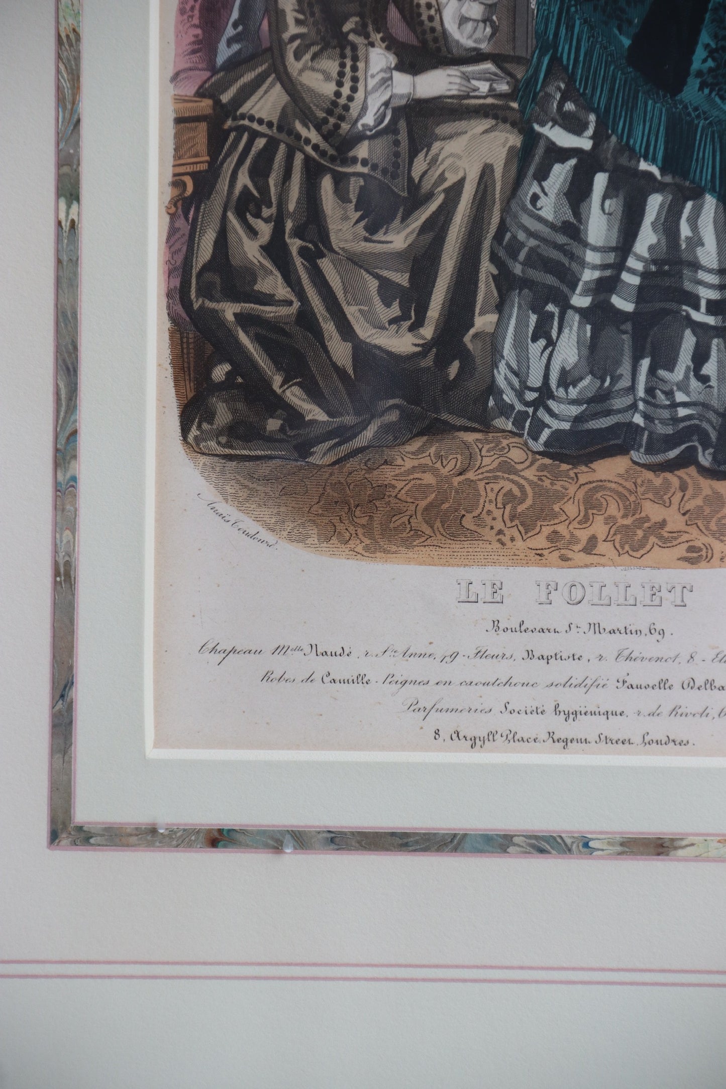 Set of Two Framed Fashion Prints with Hand Drawn Mattes