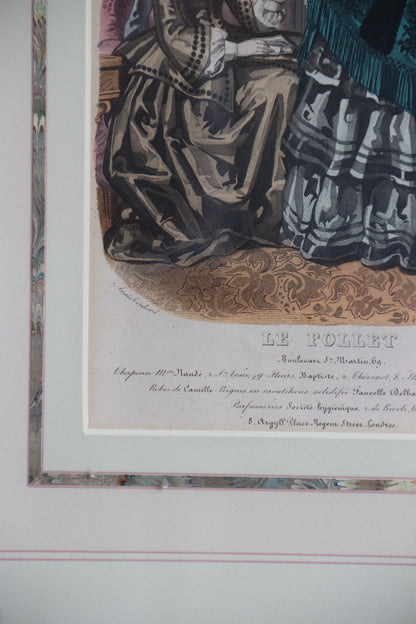 Set of Two Framed Fashion Prints with Hand Drawn Mattes