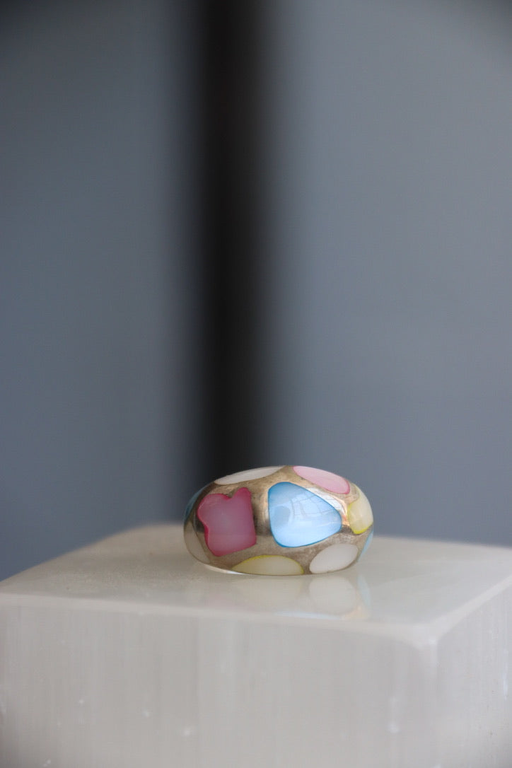 Sterling Silver Multicolored Inlay Ring