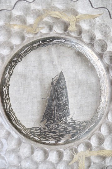 Vintage Glass Plate with Etching