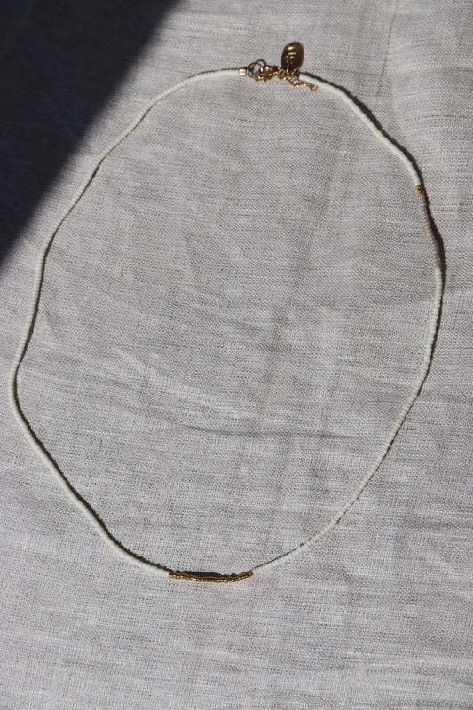 Sidai Designs White and Gold Beaded Necklace
