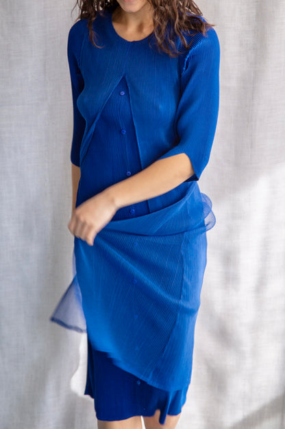 Blue Pleated Dress
