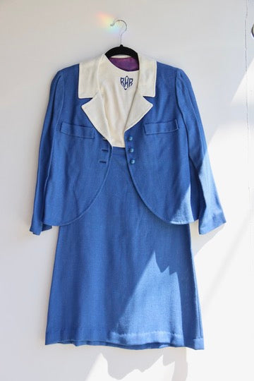 Vintage Monogrammed Dress and Jacket Set