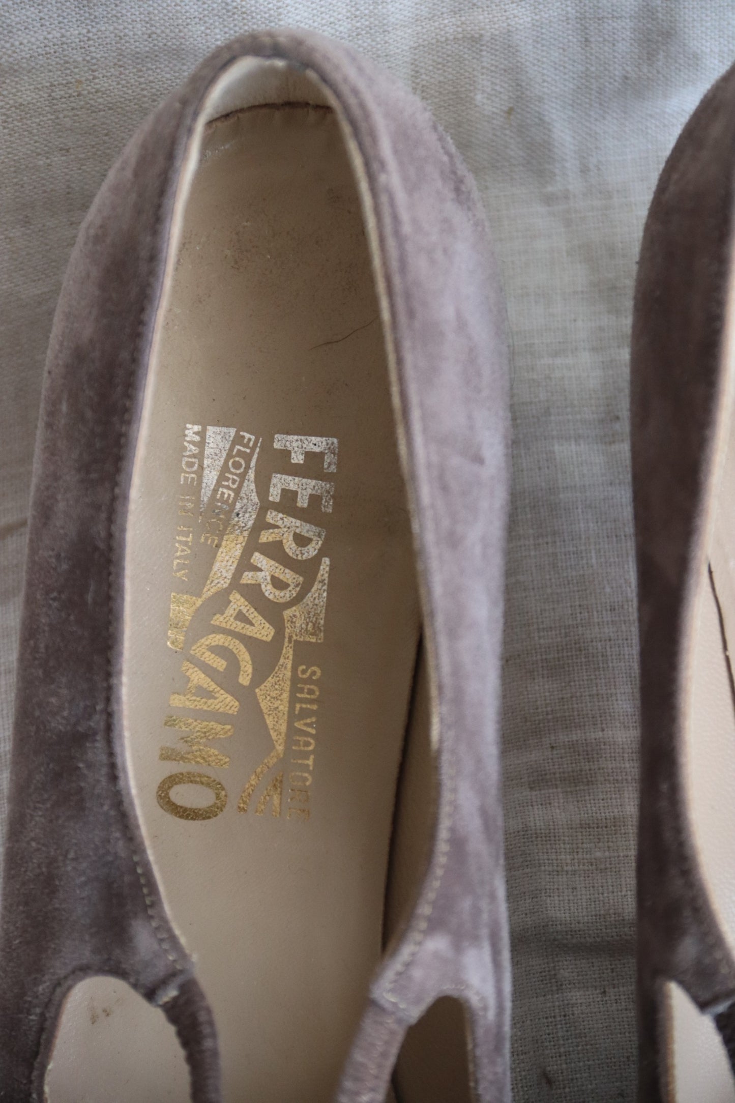 Grey Ferragamo Heels
