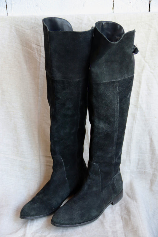 Charles David Knee High Black Suede Boots