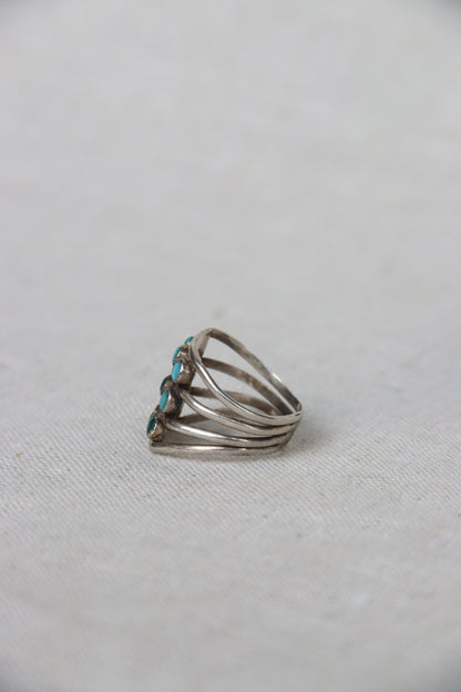 Sterling Silver multi row turquoise ring