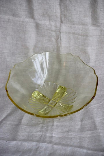 Yellow Glass Footed Bowl