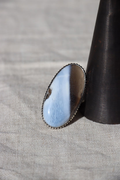 Blue Owyhee Opal and Sterling Silver Ring