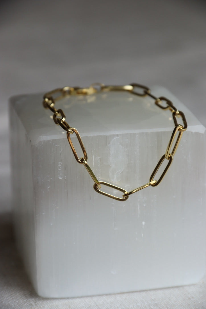 14K Paper Clip Chain Bracelet