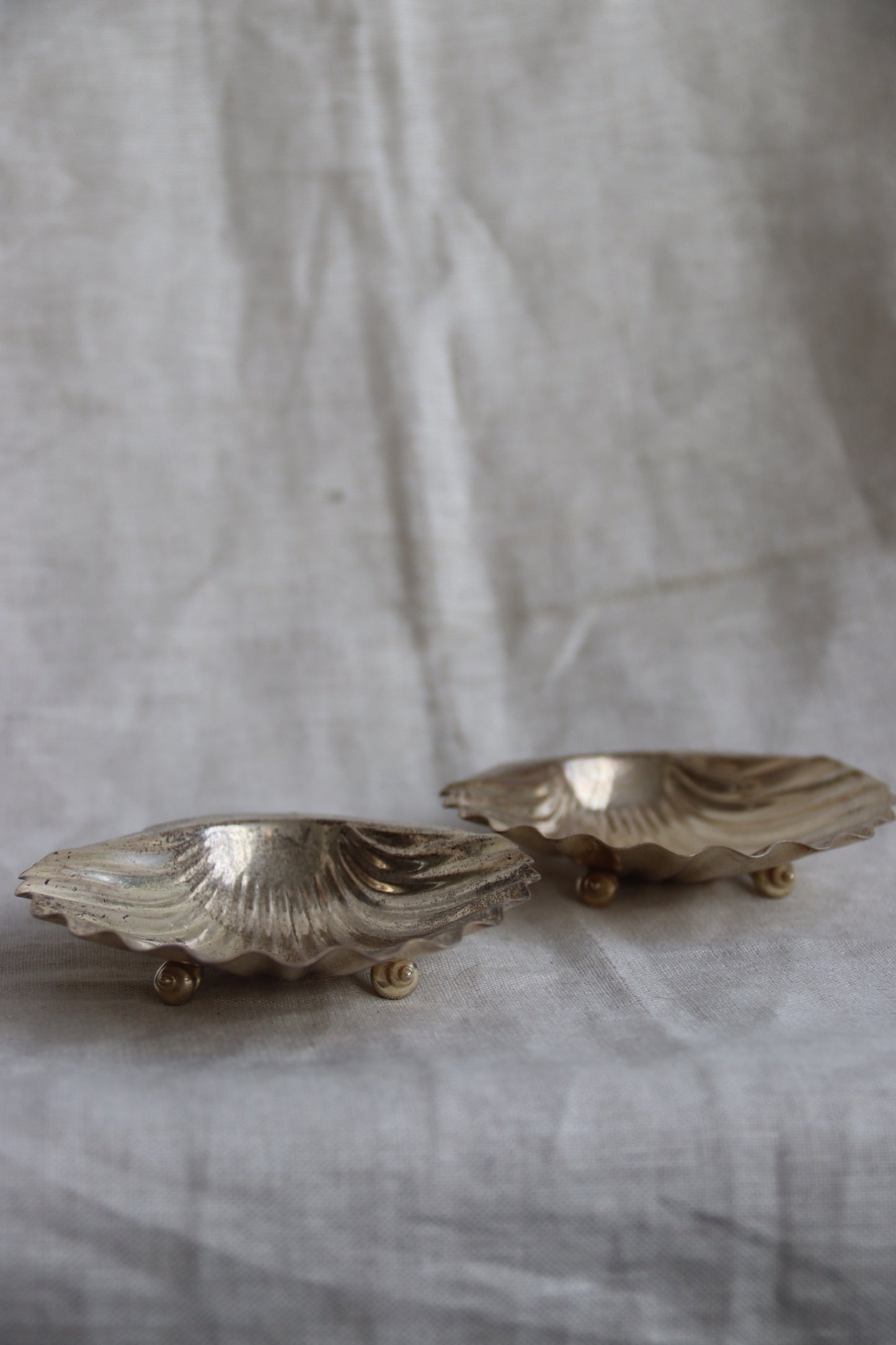 Set of 2 Sterling Silver Shell Dishes
