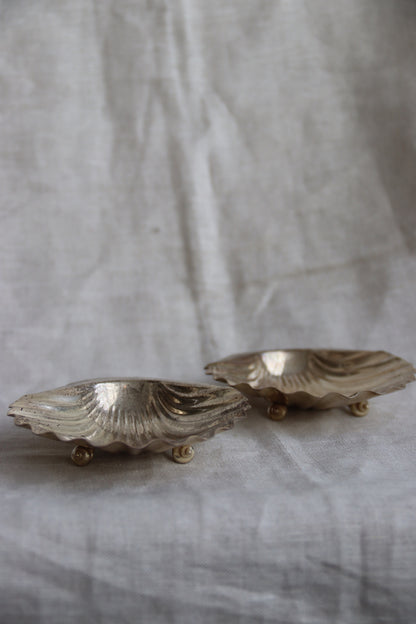 Set of 2 Sterling Silver Shell Dishes