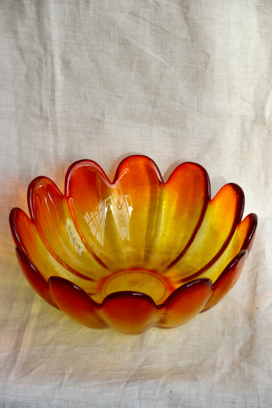 Indiana Glass Amberina Orange Lotus Bowl