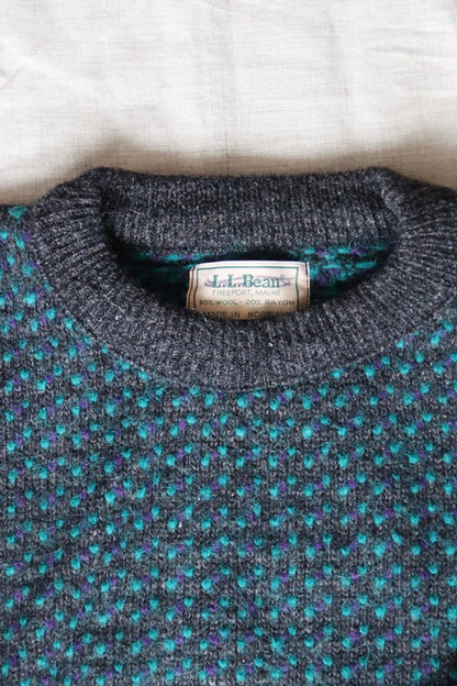 Vintage L. L. Bean Teal Birdseye Wool Sweater