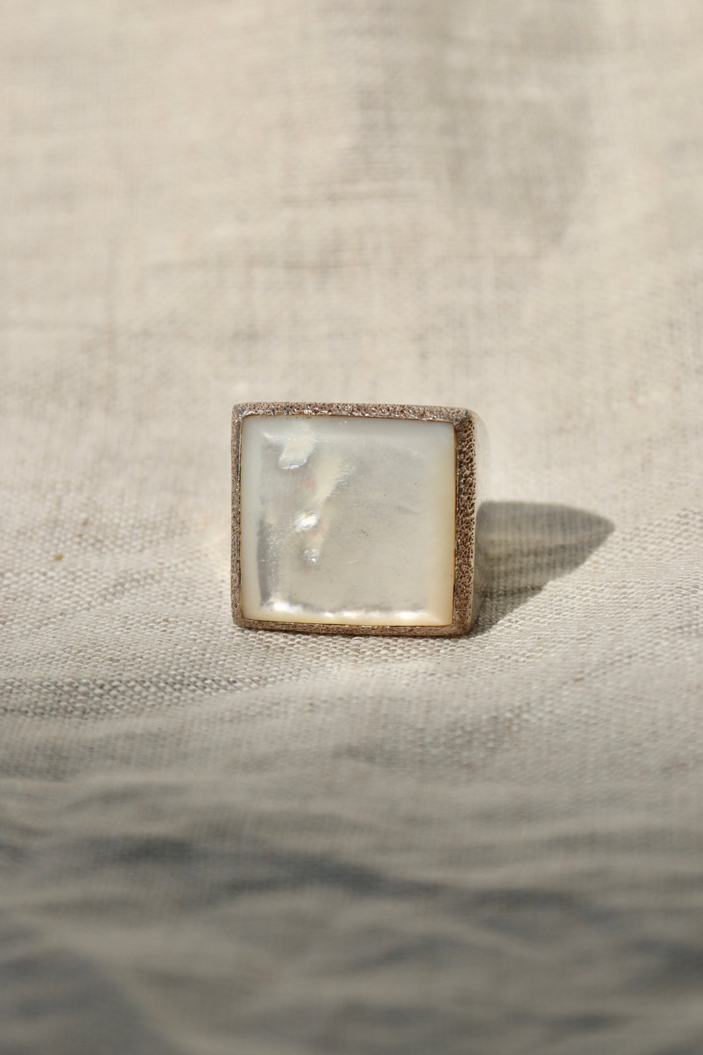 Square Mother of Pearl Sterling Silver Ring