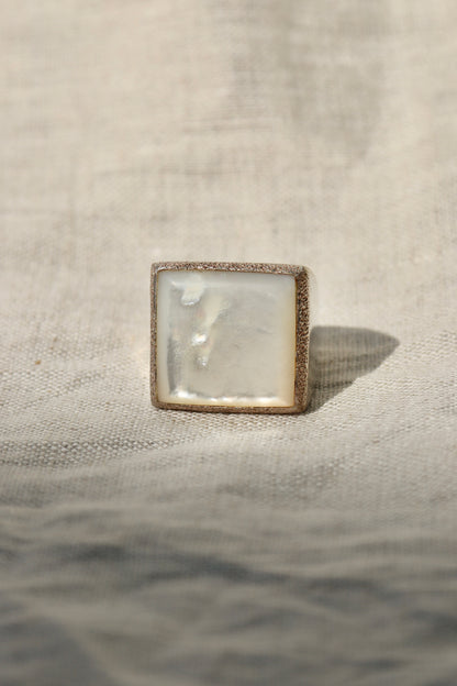 Square Mother of Pearl Sterling Silver Ring