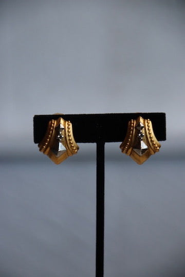 Gold Clip On Earrings with Box