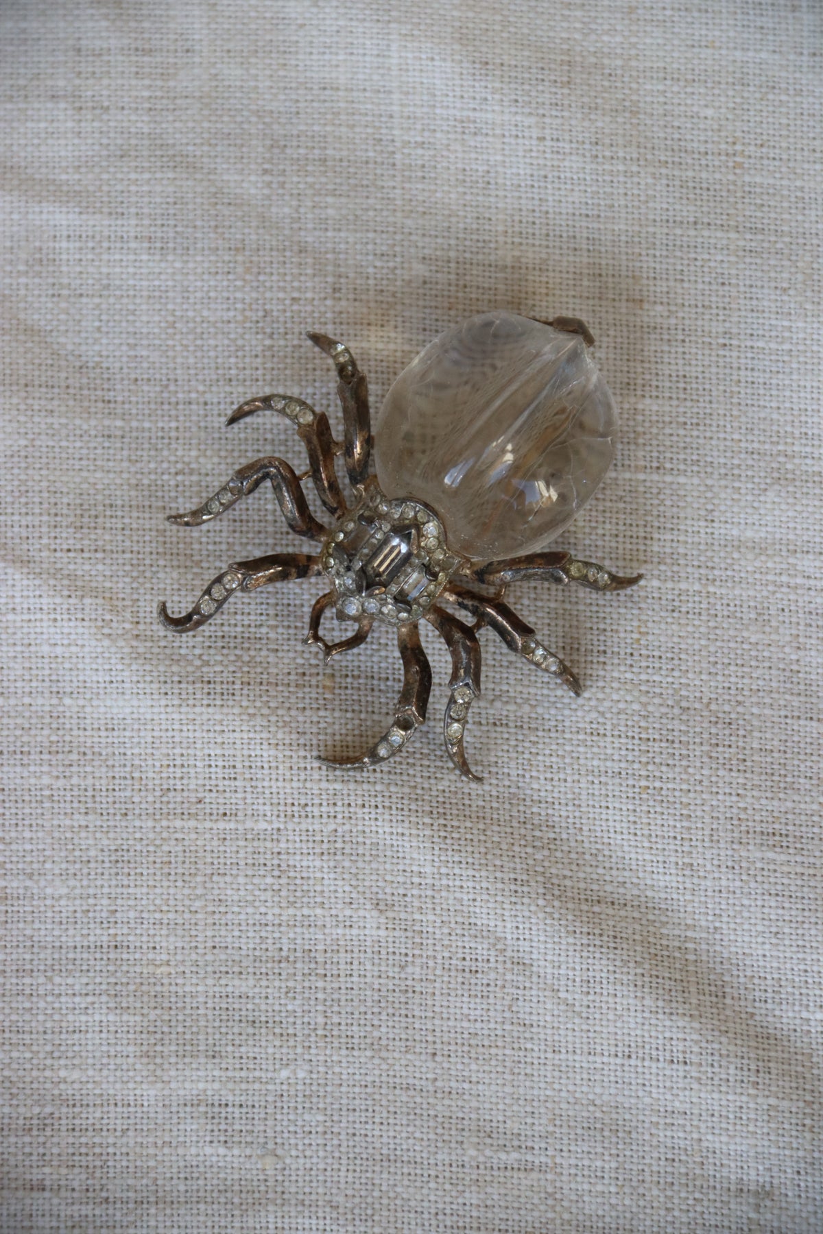 Trifari Sterling Silver Jelly Belly Spider Pin - as is