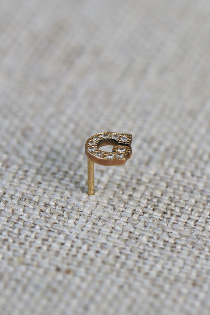 Zoe Chicco 14k Pavé Diamond Initial Letter G Stud