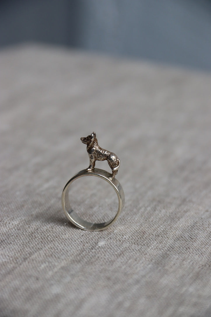 Sterling Silver Dog Sculpture Ring