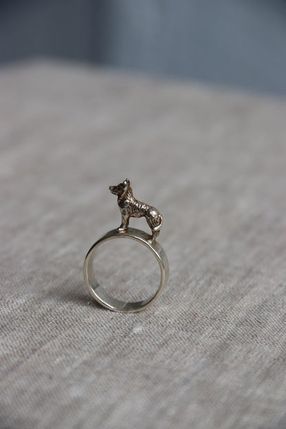 Sterling Silver Dog Sculpture Ring