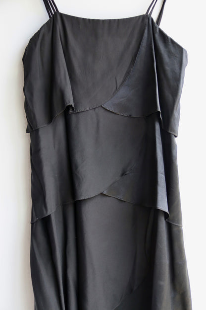 Neiman-Marcus Black Layered Silk Dress