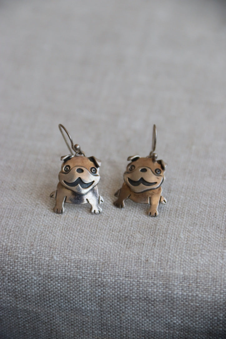 Sterling Silver Bulldog Earrings