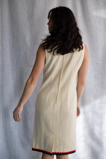 Vintage 70s Country Set Cream Wool Dress