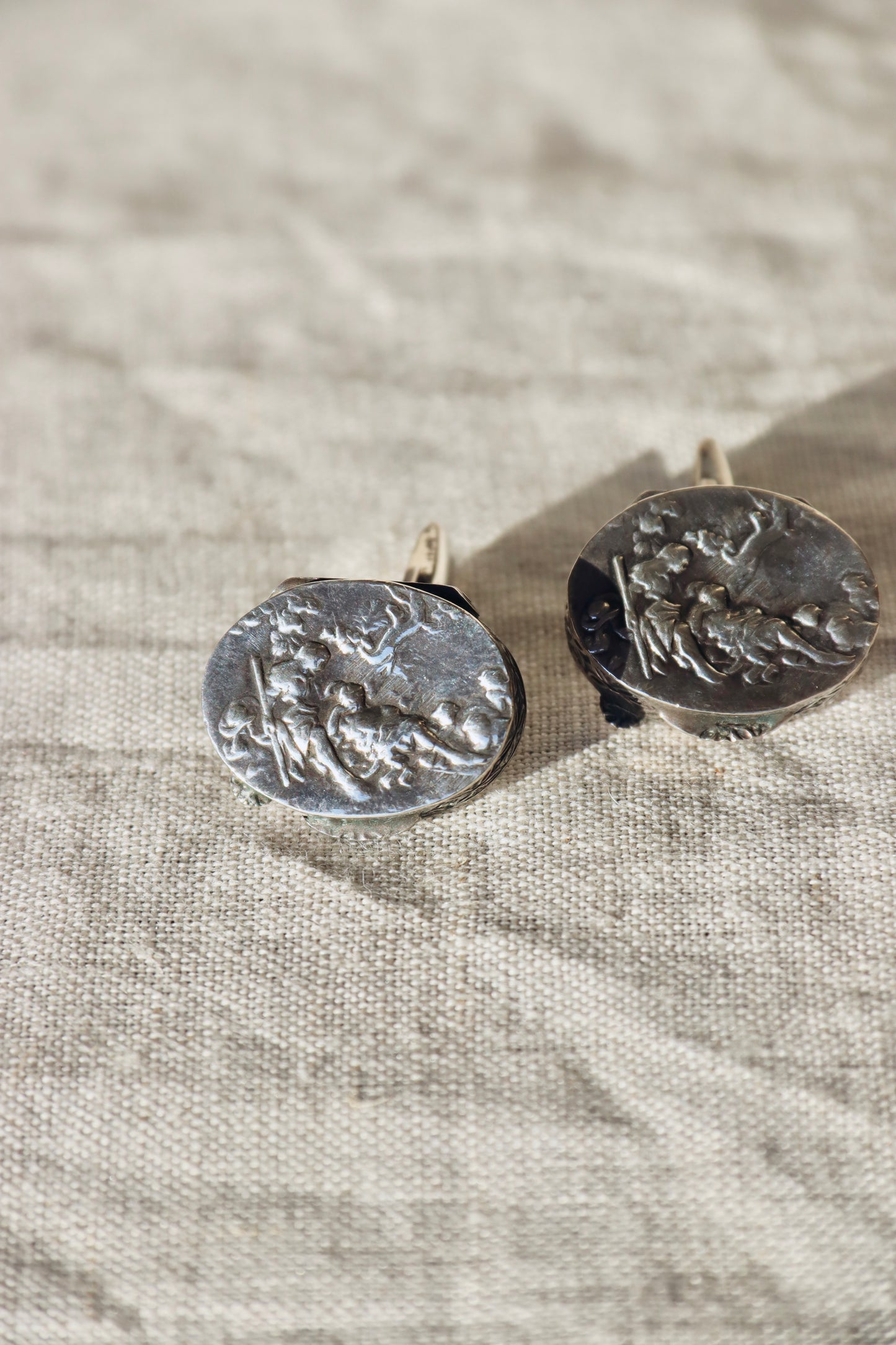 Vintage 800 Silver Cartship Compartment Cufflinks