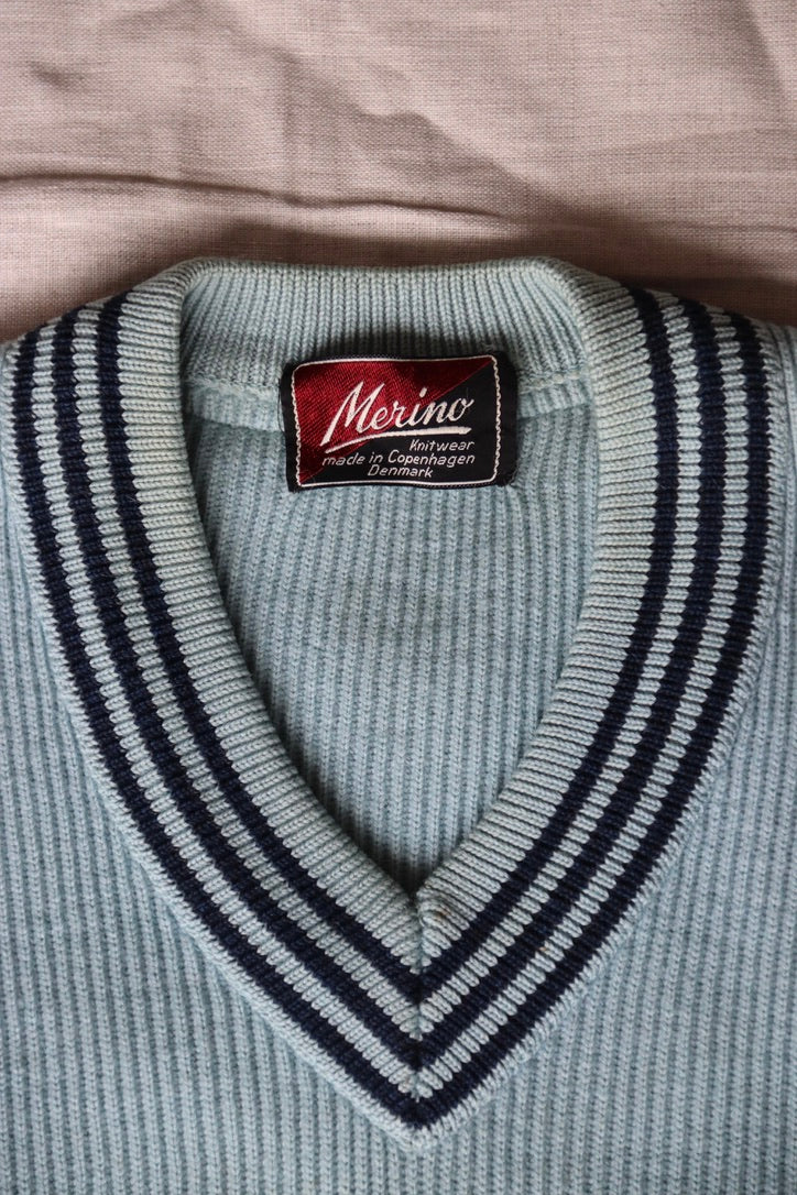 Vintage 50s Blue Merino Wool Sweater