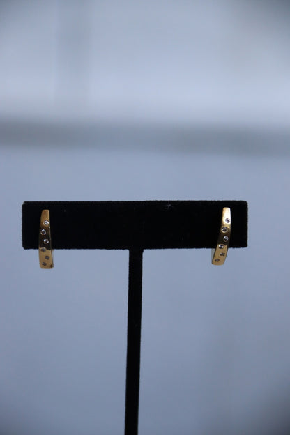 Yellow Gold Earrings with Diamonds - 14k