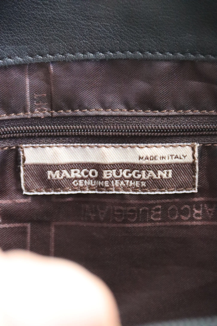 Marco Buggiani Black Leather Bag with Contrast Stitching