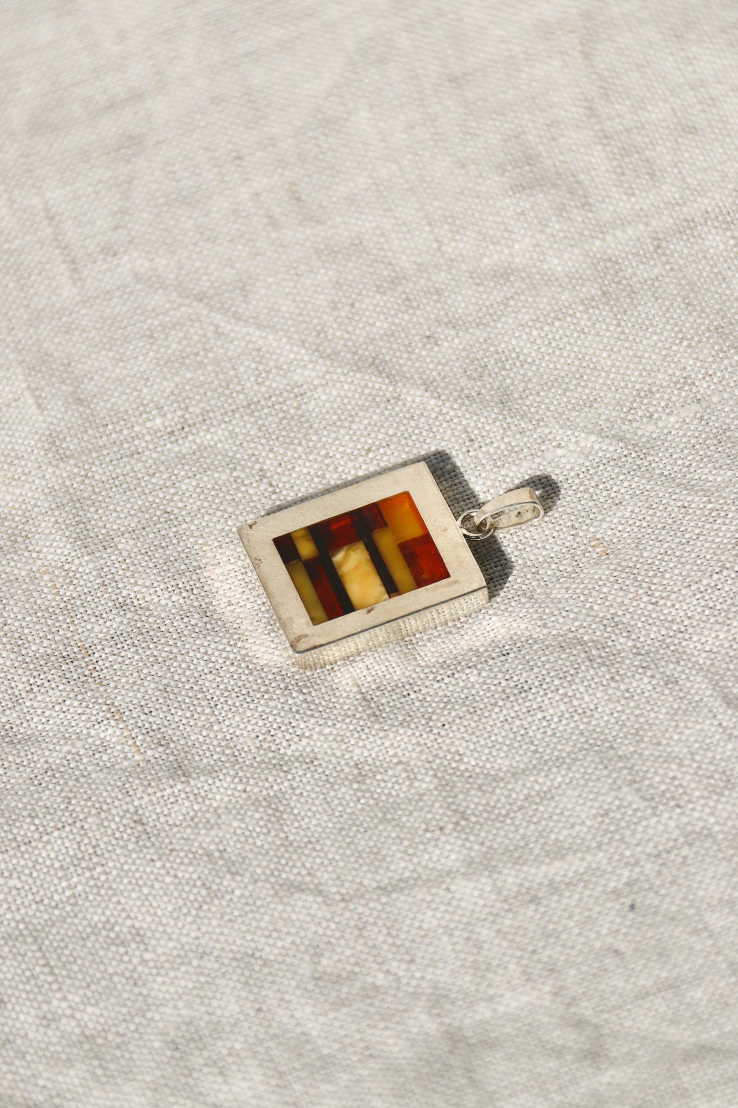 Sterling Silver Amber Inlay Pendant