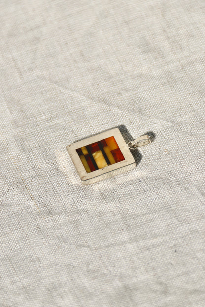 Sterling Silver Amber Inlay Pendant
