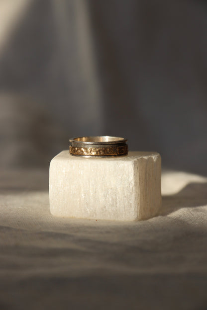 Sterling Silver Ring with 18k Gold Spinner Details