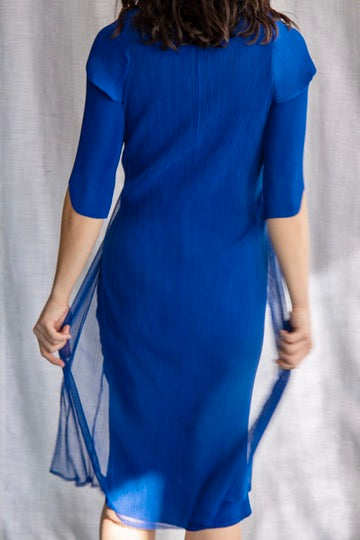 Blue Pleated Dress