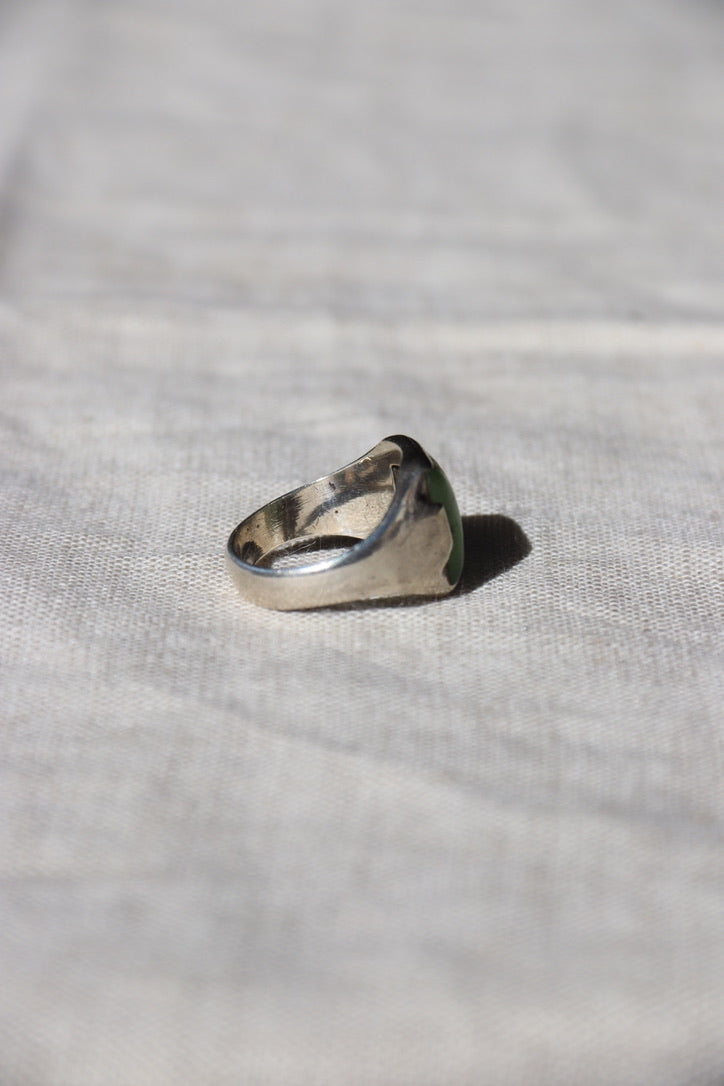 Serpentine Stone sterling silver ring