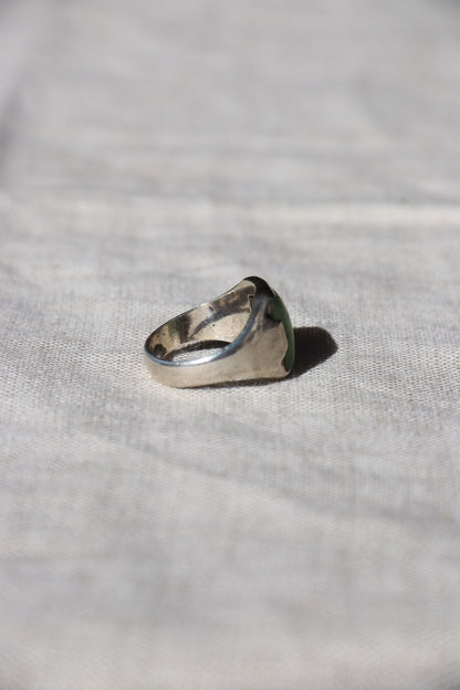 Serpentine Stone sterling silver ring