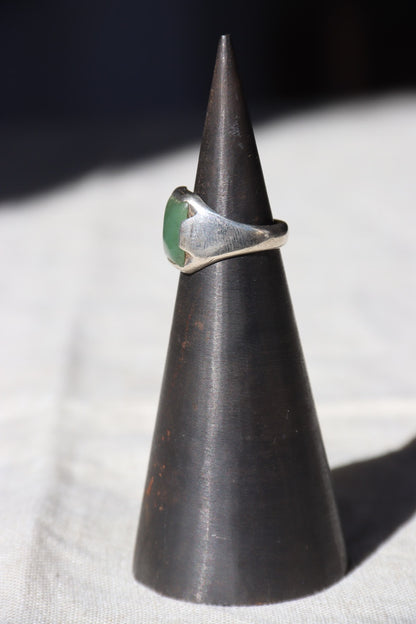 Serpentine Stone sterling silver ring