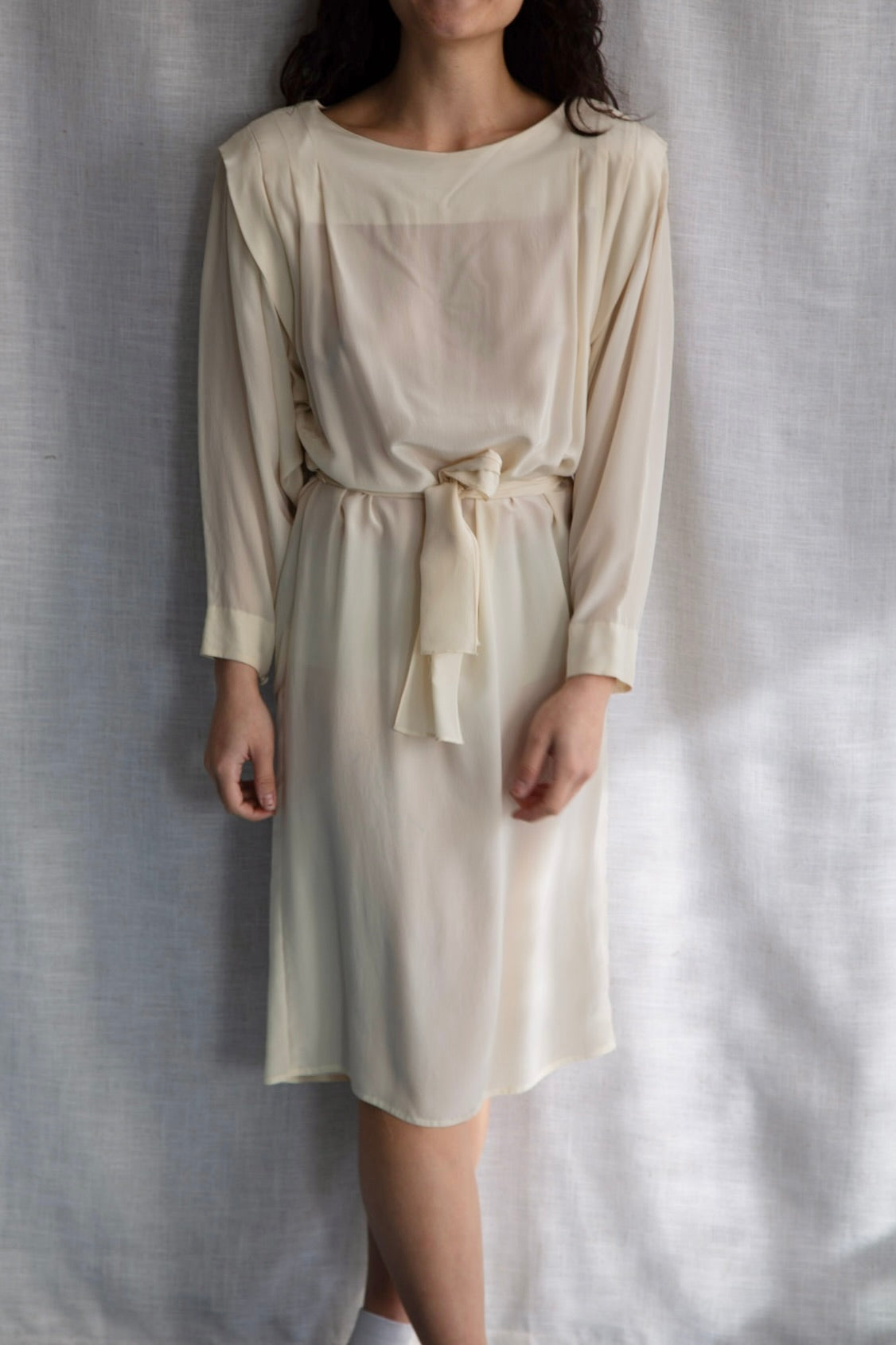 Vintage 80s Kristen Cream Silk Dress