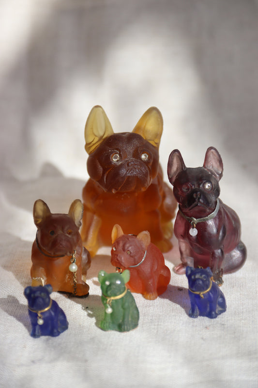 Antique Chzech Glass Bulldogs