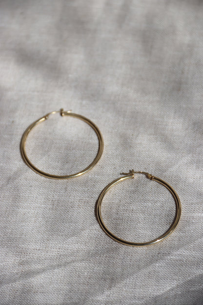 14k Yellow Gold Hoop Earrings - Large