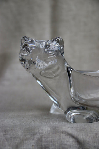 Clear Glass Cat Shaped Dish