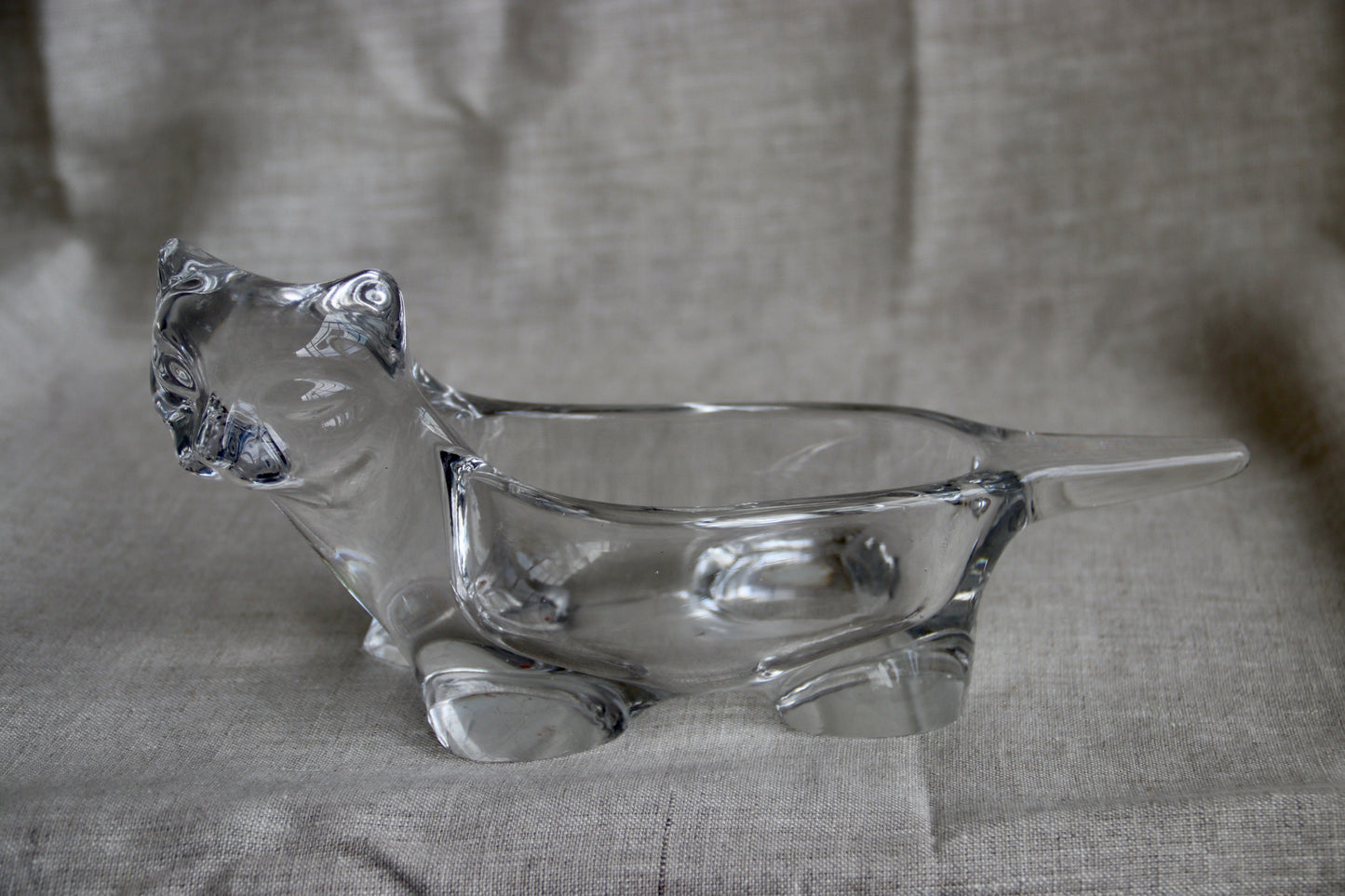 Clear Glass Cat Shaped Dish