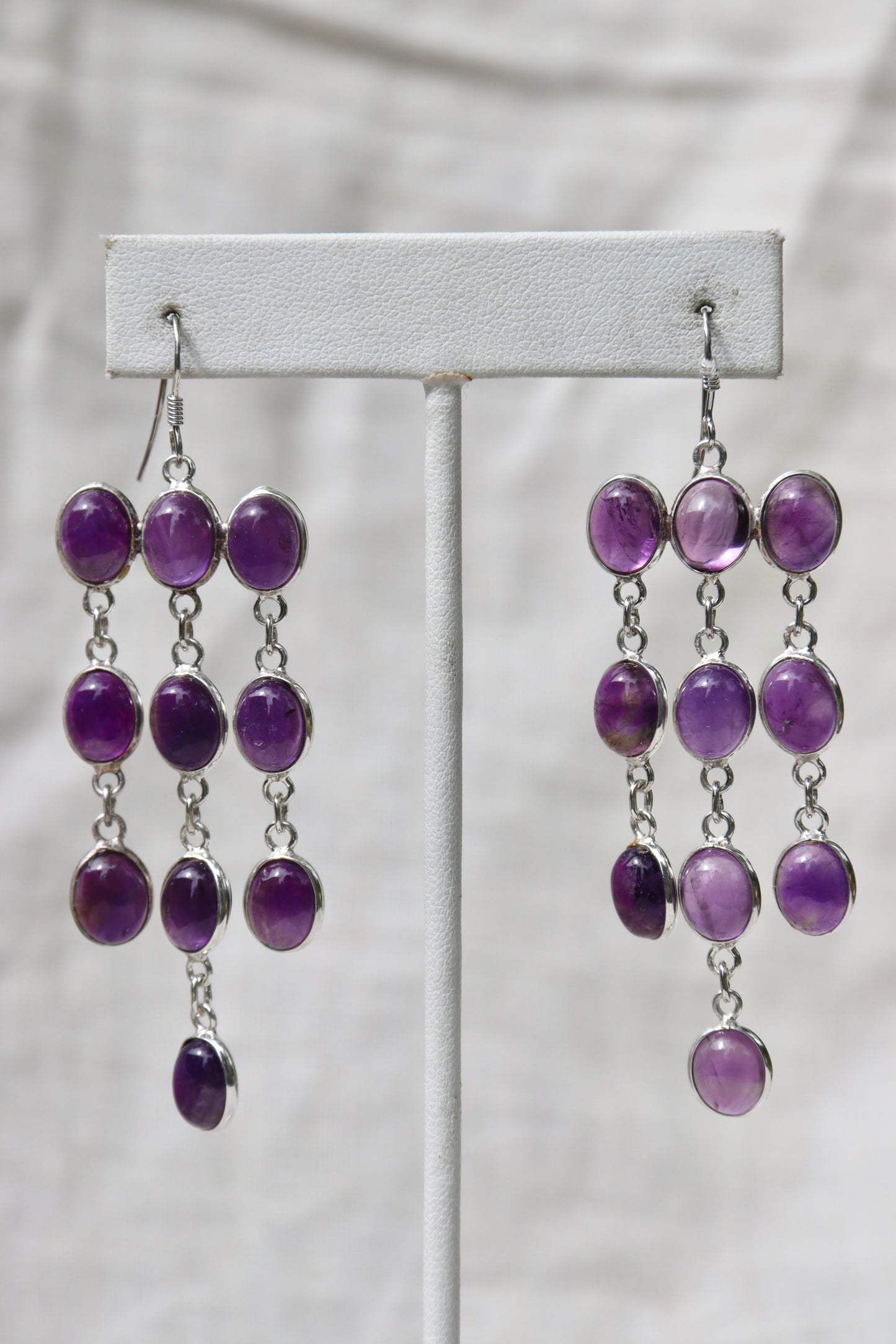 Sterling Silver Amethyst Chandelier Drop Earrings